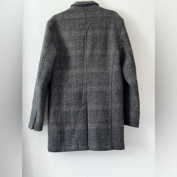 Top Man Plaid Gray Overcoat Wool Blend Slim Fit Size M - Picture 5 of 9